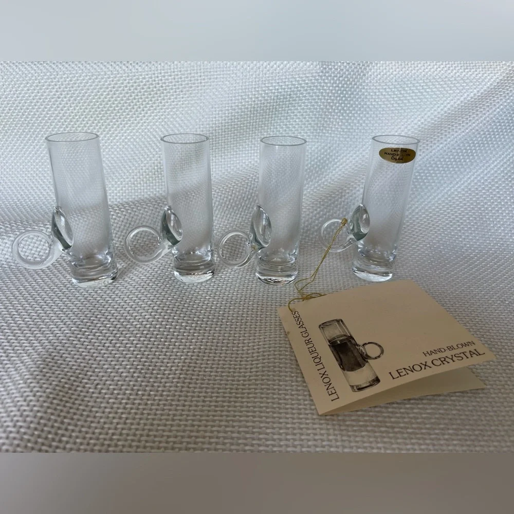 Lenox Crystal Vintage Hand Blown Liqueur Glasses In Original Box set of 4